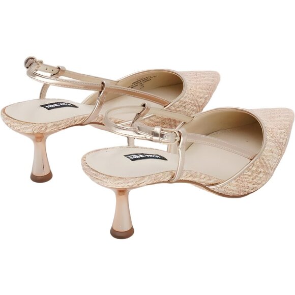 Nine West Rhonda Kitten Heel Slingback Woven Pumps Natural Women's US 7.5M - Picture 3 of 6
